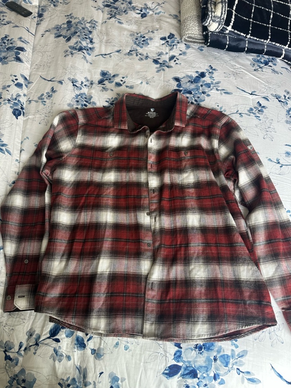 Red and White Plaid Button-Up Shirt